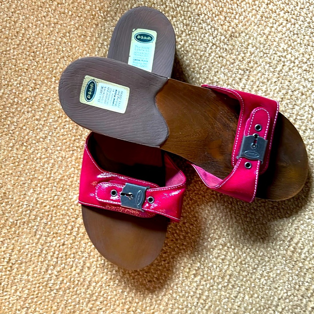 Dr. Scholl's Red Patent Slide Sandals